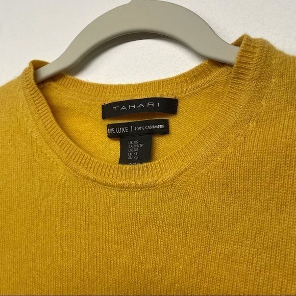TAHARI Pure Luxe 100% Cashmere Sweater Golden/mustered Yellow Cozy Warm Comfy - Picture 2 of 10